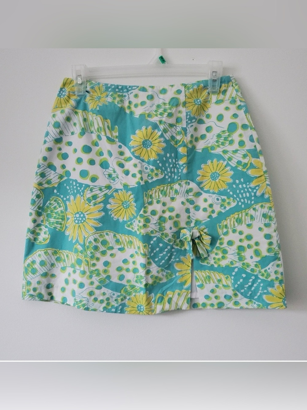 🌼🐠💦🐟🌼Lilly Pulitzer Vintage RARE White Label Slit Bow Daisy Fish Skirt sz8